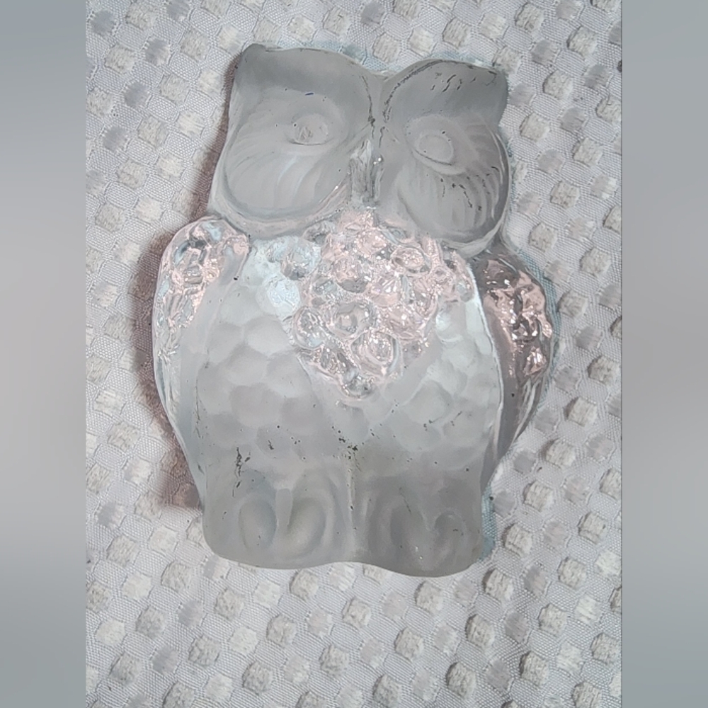 VIKING EUC FROSTED GLASS OWL BOOKEND PAPERWEIGHT